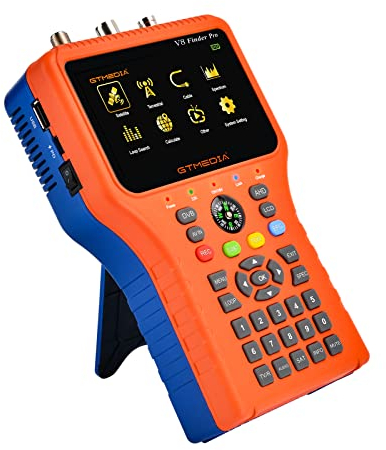 Satélite Digital V8 Finder Pro Sat Finder- DVB-S2X/S2/ S/T/T2/C Satélite Digital Medidor Localizador Señal Terrestre de Satélite Analizador de Espectro Soporte con Brújula