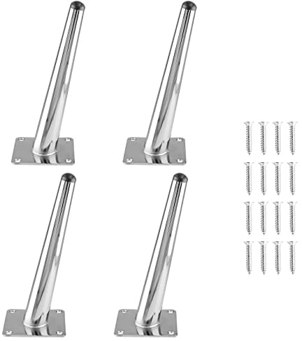 Seimneire Möbelbeine, 20,3 cm, schräge, konische Metallbeine, Chrom, Mitteljahresstil, Möbelfüße Tischfüße Tischfuß für Sofa, Schrank, Tisch, Stuhl, Couch, Ottoman, Heimprojekte, 4 Stück