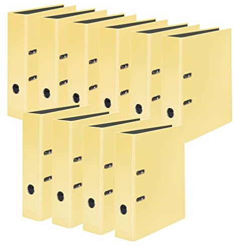 Original Falken 10-Pack PastelColor-mapp. Tillverkad i Tyskland. 8 cm bred DIN A4 pastellfärgad vaniljgul ringpärm mapp brevmapp kontorsmapp plastmapp slitsad mapp motivmapp