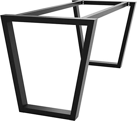 MetaloPro Tischbeine Metall, Schwerlast Stahl Schreibtisch Beine, Tischkufen Schwarz und Schrauben, Bodenschoner, Trapez Tischgestell für Moderne Couchtisch, Esstisch, Wohnzimmertisch - 180x70x72 cm