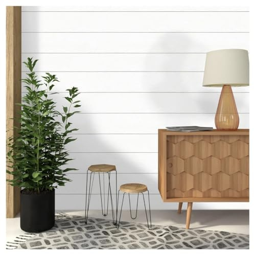 Luxdecor Real Wood Planks for Wall- White Shiplap Boards 5 Peel and Stick Shiplap Boards 10 Pieces Wall Shiplap Planks Board 12.5 Sq Ft