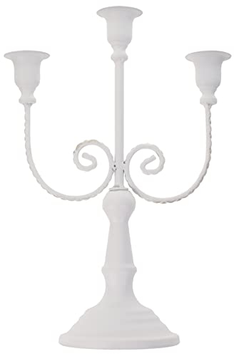 Homoyoyo Kerzenhalter Party Kerzenhalter Europäisch Kerzenständer Arme Kandelaber Retro 3-Armiger Home Tischdekoration Ornamente Antikes Eisen Weiß