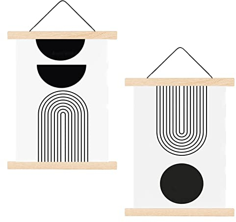 TROYSINC 2er Set Magnetisch Posterschiene, Posterhänger Premium-Posterleiste aus Echtholz, Bilder Bilderrahmen Bilderleiste für drucken Kunstwerk (Kiefer,31cm)