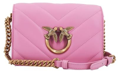 Pinko Love Click Mini Sheep Nappa Big Chevron, Borsa Donna, P31Q_Rosa Marino-Antique Gold, Taglia Unica