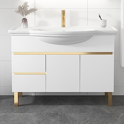 Wäscherei Waschbecken mit Kabinett, Badezimmer Eitelkeit Deluxe Keramik freistehende Utility -Handwaschstation für Zimmer, Versorgungsraum, Garage, Keller, Außen- und Innen-, Zeitgenosse, Zeitgenosse