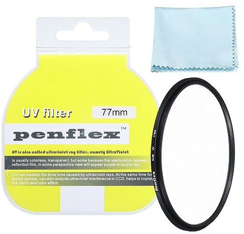 PATIKIL 77 mm UV-filter, 1 st UV-skyddsfilter SLIM UV-kameralinsfilter aluminium optisk kameratillbehör kristallklara bilder för 77 mm kameralinsfilter fotografi bild