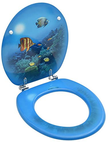 Homgoday WC-Sitz mit Deckel MDF Design Boden Meer WC Deckel Toilettensitz Deckel