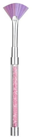 Generic Brosse à ongles en forme d'éventail, rose, tête en nylon, manche en métal acrylique, 14,7 x 3,2 cm, 1 pièce