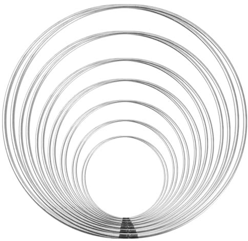 14 Pezzi Anelli in Metallo Bianchi (5/7/10/13/15/18/ 20cm) Anello Metallo per Acchiappasogni Cerchio Cerchi Metallici per Fare Acchiappasogni per Decorazione Ghirlande Nuziali fai Artigianato