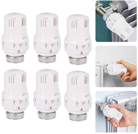 Thermostat Radiators Valve, TRV M30x1.5 Radiator Thermostatic Head, Thermostat Radiator Replacement Head, Heating System Temperature Control Heads for Home Office (6pcs)