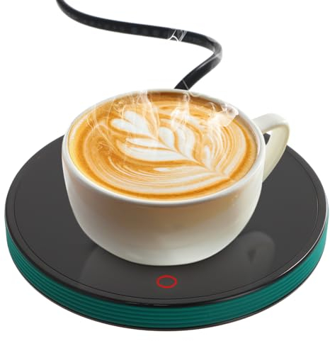 Fangehong Intelligenter Tassenwärmer Heizplatte Auto-Aus, Kaffeetassenwärmer, Elektrisch Beheizter Untersetzer Bis zu 55℃, Elektrischer Getränkewärmer für Schreibtisch Zuhause Büro (Grün)