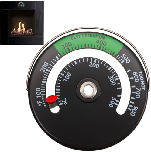 Ericetion Holzofenthermometer Magnetisches Kaminthermometer Ofenrohrthermometer für Holz-/Gas-/Pelletöfen