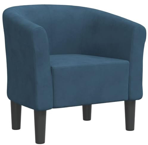 vidaXL Fauteuil Cabriolet, Chaise avec Accoudoirs, Canapé avec Dossier, Siège Rembourré, Meuble de Salon Chambre Bureau, Bleu Foncé Velours