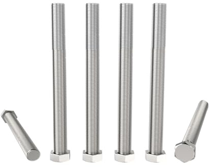 Aopin Lot de 5 boulons à tête hexagonale en acier inoxydable SUS304 M8 x 120 mm de qualité 8.8, fixations entièrement filetées à la machine