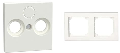Schneider Electric Merten 296719 Zentralplatte & Merten 478129 M-Smart Rahmen für Steckdosen und Schalter 2-fach, polarweiß glänzend
