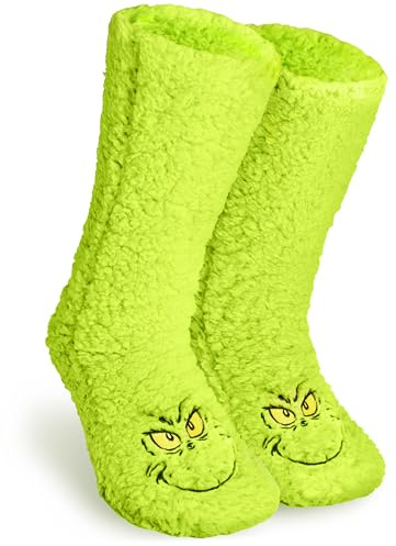 The Grinch Calze Pantofola Donna, Soffice Calzini Antiscivolo - Regalo di Natale (Verde, 37/42 EU)