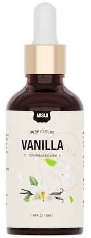MISIJI Vanilla Ätherisches Öl 50ml, 100% natürlich, Aromatherapie Ätherisches Öl für Diffusor, Luftbefeuchter, Entspannung, Massage, Bad und Dusche