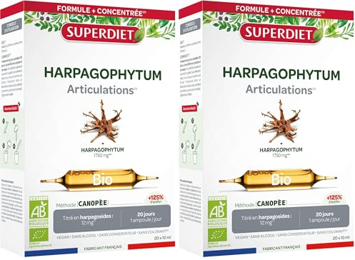 SuperDiet Harpagophytum bio Souplesse et Mobilité 20 ampoules de 10ml soit 200ml (Lot de 2)