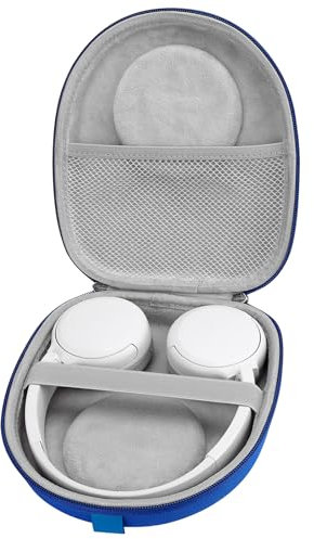 Linkidea Custodia per auricolari compatibile con Sony WH-CH520, WH-CH510, MDR-ZX310, Skullcandy Riff 2, custodia protettiva rigida di ricambio con cavo, caricatore (blu)