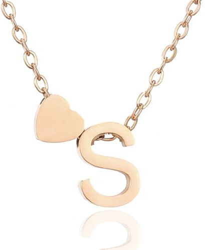 AFSTALR Herz Kette mit Buchstaben Anhänger Halskette mit Buchstabe, Damen Initial Alphabet A-Z Edelstahl Gold/Silber Ketten Verstellbar, Personalisierte Schmuck Geschenke für Frauen
