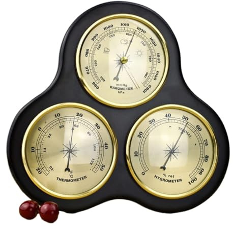 LAOPPOIKI Traditional 3-in-1 Barometer with Thermometer and Hygrometer - No Batteries Required - Indoor Outdoor Weather Station