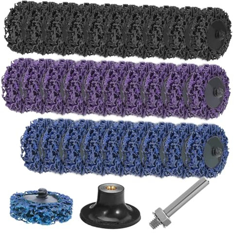 Angoily Discos De Lijado y Muelas Abrasivas De Nailon Para Amoladora Angular, Discos Decapantes De Pintura Resistentes, Juego 30 Unidades (negro, Azul, Morado) Soporte 2 Para Esmerilado Industrial