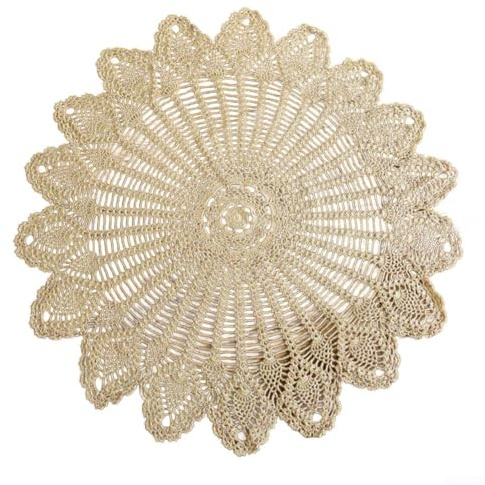 babominimer Nappe ronde vintage faite à la main en crochet creux tricoté, napperon en tissu de coton dentelle pour table à manger, décoration d'intérieur, fête de mariage 75 x 80 cm (75-80 cm, beige)