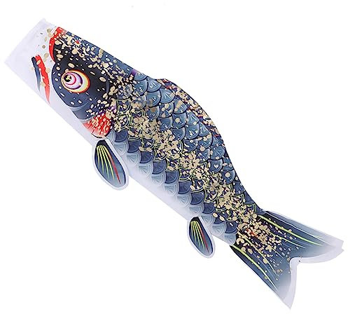 Toyvian Decoración de la bandera de la carpa decoraciones colgantes de jardín al aire decorativo viento de pescado exterior decoración colgante manga de viento koi satín Negro