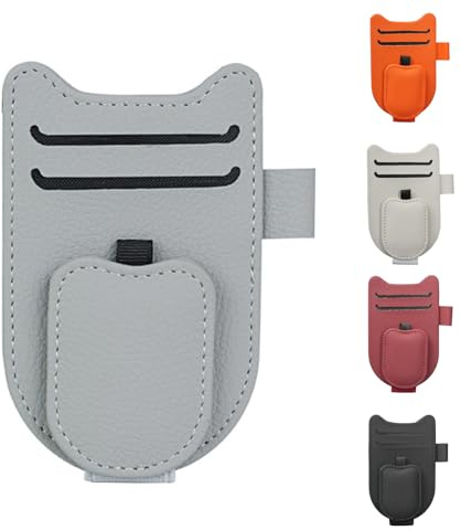 Porte-lunettes pour pare-soleil de voiture, support de lunettes de soleil de voiture, clip de rangement multifonction en cuir, organisateur de clip de carte de visière, clip de lunettes (gris)