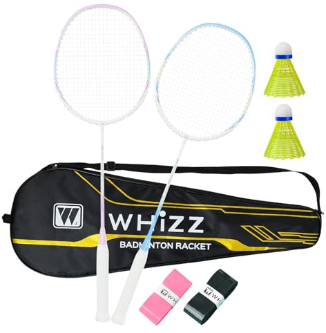 BAIHUALIN WHiZZ ZM520 Carbon Graphite Badminton Racket, Lightweight Badminton Racquet set 2 Player, Incl. Shuttlecock, Grip Tape & Carrying Bag, Blue+Purple