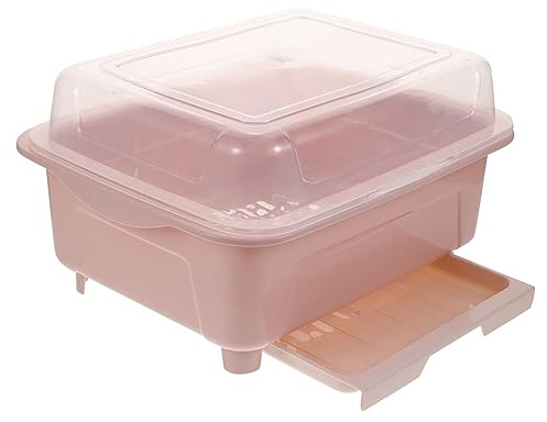 Cabilock Porta Stoviglie da Cucina con Coperchio Trasparente Polvere Organizer per Posate Piatti e Bicchieri con Vassoio Gocce Scolapiatti Compatto e Funzionale per Lavello e Mensola Cucina