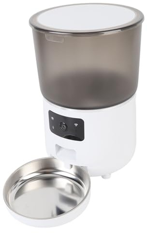 Luocute Automatische Katzenfutterautomaten, 4L Intelligente Haustier -Feeder für Kleine Haustiere Abnehmbare Mobiltelefon App Portion Control WLANE WLANE (EU-Stecker)