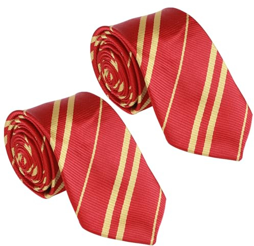 YiliYa 2 Stück Krawatte Magische Krawatte Cosplay für Kinder Gestreifte Bedruckte Tie Striped Tie für Karneval Halloween Party Kostüme Accessoires (Rot)