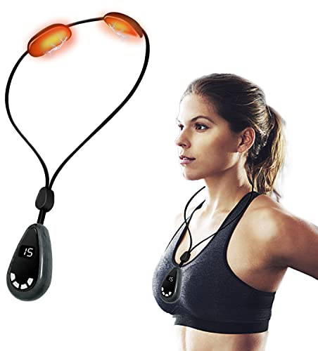 Masajeador Cuello Cervical, 6 Modos 15 Intensidades Masajeador de Cuello de Drenaje Linfático con Función de Calo, Masajeador Cervical EMS para Hogar, Oficina y Viajes