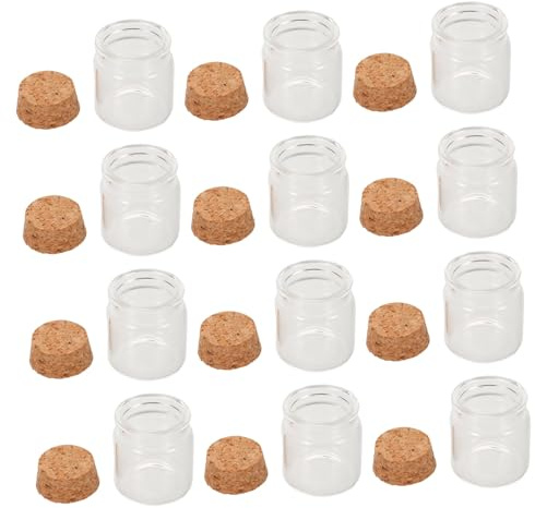 PRETYZOOM Flacons en Verre Transparent Bouteille à Vœux Réutilisable Lot de 12 30ml, avec Bouchon en Liège pour Rangement, Loisirs Créatifs et Présents