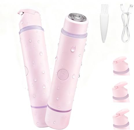 UNIMIKO Bikini Trimmer for Women, Electric Razors Pubic Hair Trimmer Waterproof Wet Dry, Cordless Rechargeable Bikini Shaver for Sensitive Skin, Ladies Teen Girls Intimate Grooming Kit for Face(Peach)