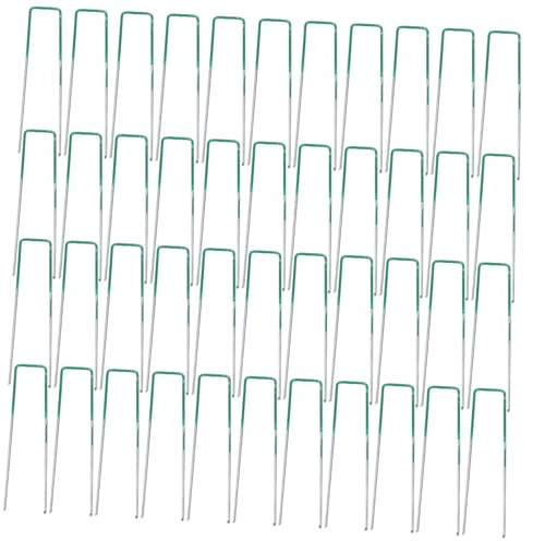 FONDOTIN 50 Piezas Unidades Estacas de Metal Galvanizado Resistentes para Jardín Grapas Fijación Césped Artificial Clavijas Duraderas para Huerto y Exteriores Fácil Inserción Reutilizables