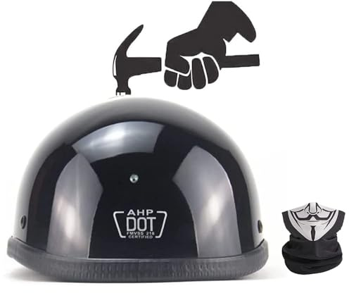 Casque Demi-Jet De Moto Homologué DOT Pour Adultes (Hommes Et Femmes), Style Rétro, Casque Ouvert, Casque Pour Adultes, Casque Demi-Coque À Profil Bas Pour Cyclomoteur 3,L/(59~60cm)