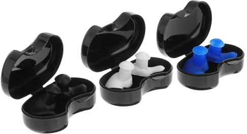 Beaupretty Lot de 3 Paires de Bouchons d'Oreilles Étanches pour Natation, Protège-Oreilles Petit Format, Couleurs Bleu, Noir et Blanc, Adaptés Sports Nautiques et Piscine, Accessoires Légers