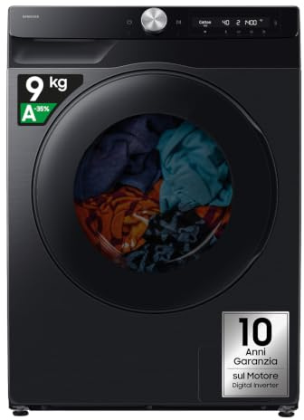 Samsung Lavasciuga Slim AI Control F-WT906U94BB3M Libera Installazione, 9/6 Kg, Wifi, Cassetto Ecodosatore, AI Energy Mode, AcquaSave, Vapore, Carica Frontale, 60l x 85h x 59p cm