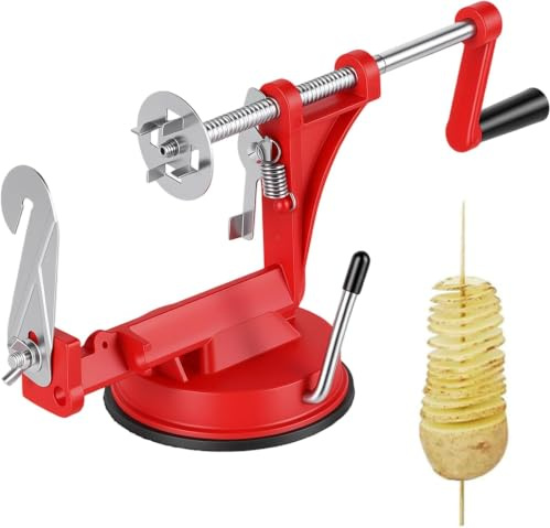 Dexpally Spiralschneider Kartoffel, Apfelschneider Kartoffel, Manueller Edelstahl Spiralschneider mit Rutschfester Griff Chipsmaschine für Obst Kartoffeln Tornado Chips Gurken