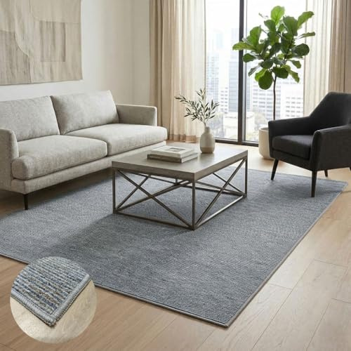 Tappeto Geneva argento, 100 x 150 cm, anello piccolo mélange, polipropilene 5 mm, base in feltro antiscivolo, facile da pulire