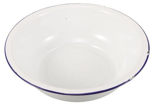 HONMEET Bañera Galvanizada de Esmalte Diseño Retro Vintage Blanco de 32cm , Cuenco Multifuncional para Lavar los Pies y Uso en Cocina