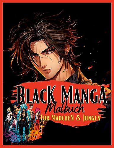 Black Manga Malbuch.: Für Mädchen & Jungen. Sehr cooles Schwarzes Mangamalbuch mit unterschiedlichen Anime Motiven auf schwarzem Hintergrund. Schwarzes Malbuch. Anime Malbuch. (Manga Nation)