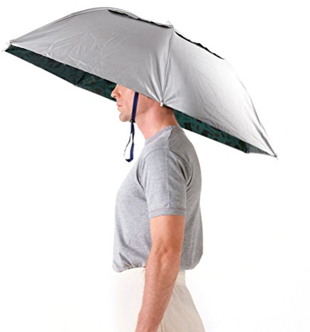 Aoneky Verstellbarer Faltbarer Regenschirmhut 91,4cm Durchmesser - Kopf Paraluie mit Händen frei zum Angeln, Gärtnern, Fotografieren (Advanced Silver)