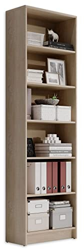 LILLY Regal Sonoma Eiche Optik - Modernes Bücherregal mit 6 offenen Fächern - Vielseitiges Büro Aktenregal Standregal mit viel Stauraum - 60 x 202 x 28 cm (B/H/T)