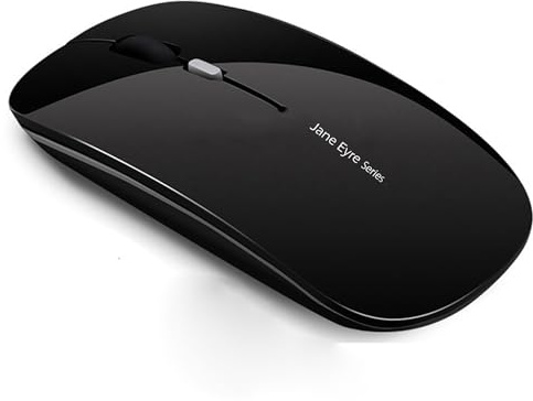 Uiosmuph Q5 Souris sans Fil Rechargeable, Ultra-Mince Optique Mouse Silencieux 1600 DPI Réglable Wireless Mouse pour Ordinateur, PC, Portable, MacBook (Noir)