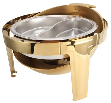 Chafing Dish-Buffet-Set aus Edelstahl mit Deckel aus Gehärtetem Glas, Speisenwärmer für Partys, Catering-Zubehör, Hält Speisen Warm (Pfanne mit 2 Fächern)