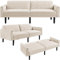 costoffs Click-clack Sofa Bed 3-Seater Multipurpose Sturdy Futon Modern Reclining Daybed with Large Side Pockets for Bedroom/Guest Rooms/Apartment Beige