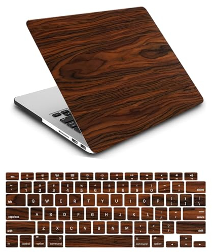 Hülle Kompatibel mit Neues MacBook Air 15 Zoll 2023 Freisetzung A2941 M2 Chip mit Liquid Retina Display und Touch ID, Plastik Schützend Hartschale Snap Case & Tastaturabdeckung, Braunes Holz